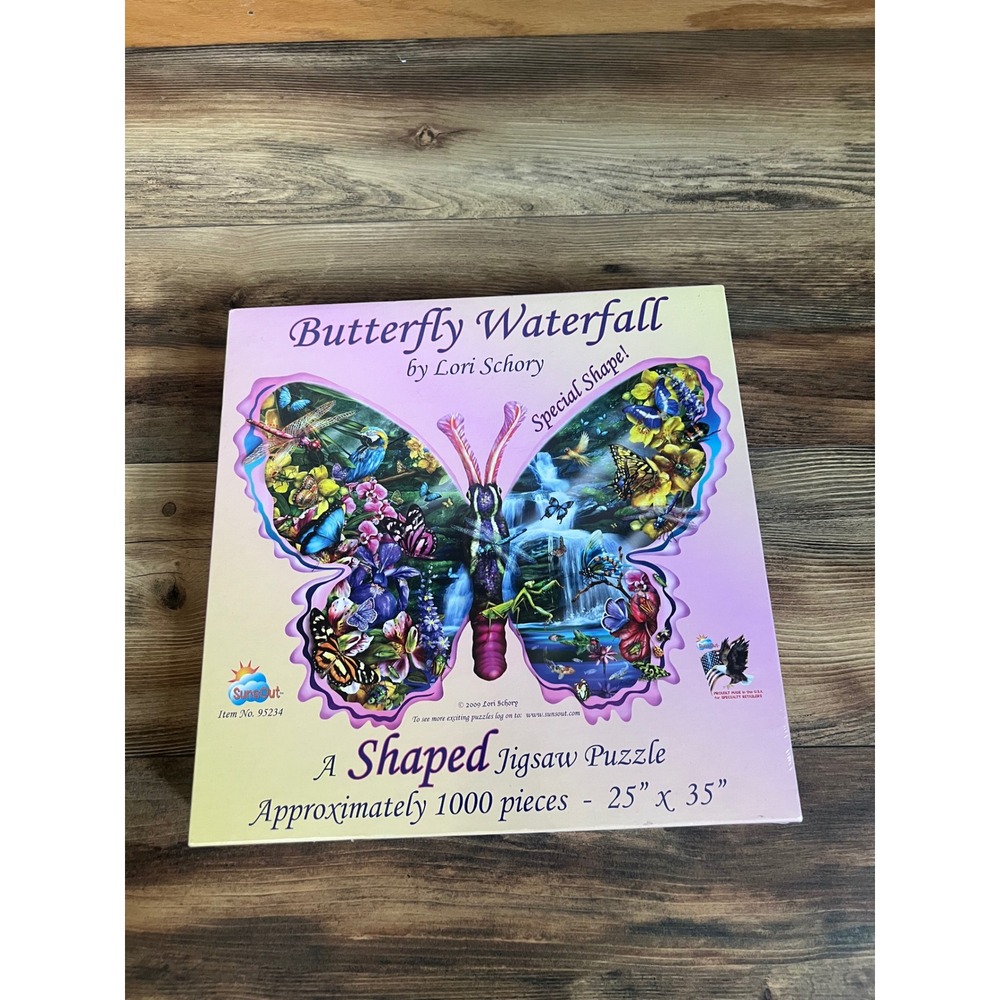 SunsOut Butterfly Waterfall 1000 Piece Shaped Jigsaw Puzzle Lori Schory 95234